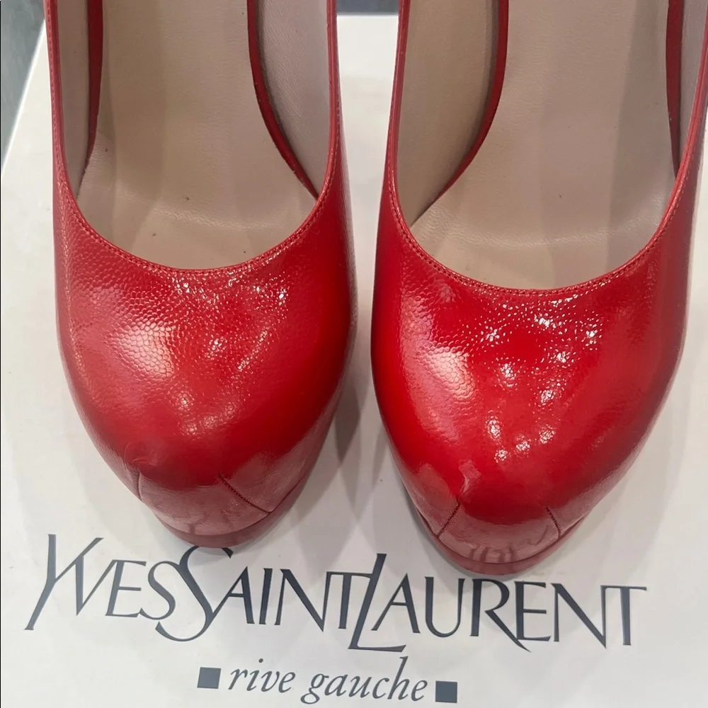 Yves Saint Laurent Vibrant Red Heels - Picture 2 of 7
